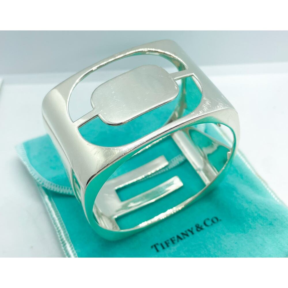 Tiffany & Co. Love Era Stencil Cuff Bangle Bracelet Silver Wrist Size 6.25-6.75" - Picture 2 of 16